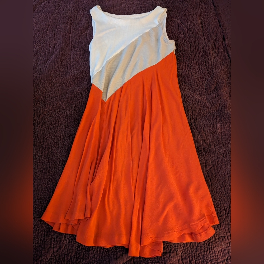 Anthropologie Maeve Orange and White Dress
